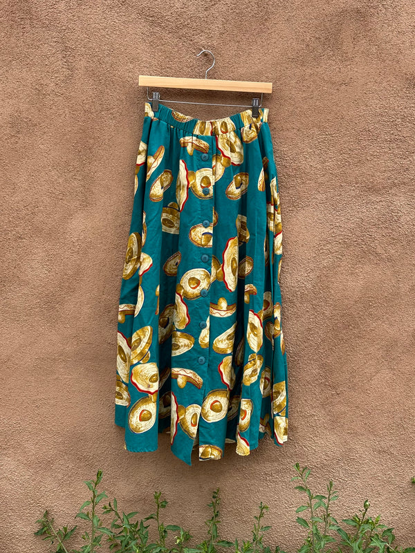 Sombrero Print Midi Skirt