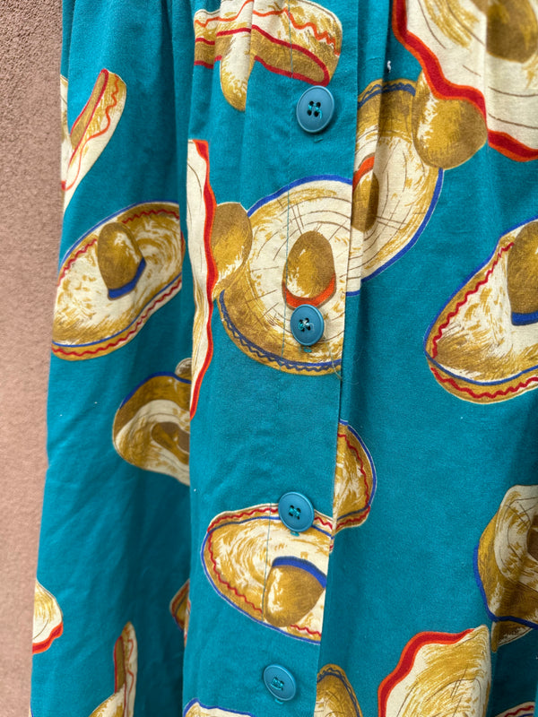 Sombrero Print Midi Skirt