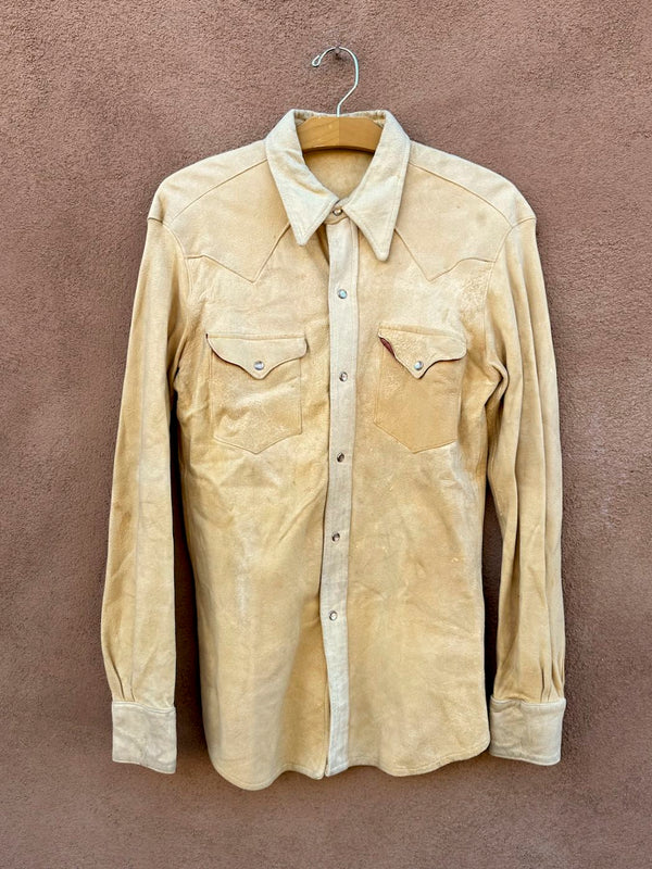 1940's - 1950's Suede Western Shirt with Smoky Button Snaps - as is