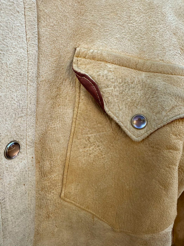 1940's - 1950's Suede Western Shirt with Smoky Button Snaps - as is