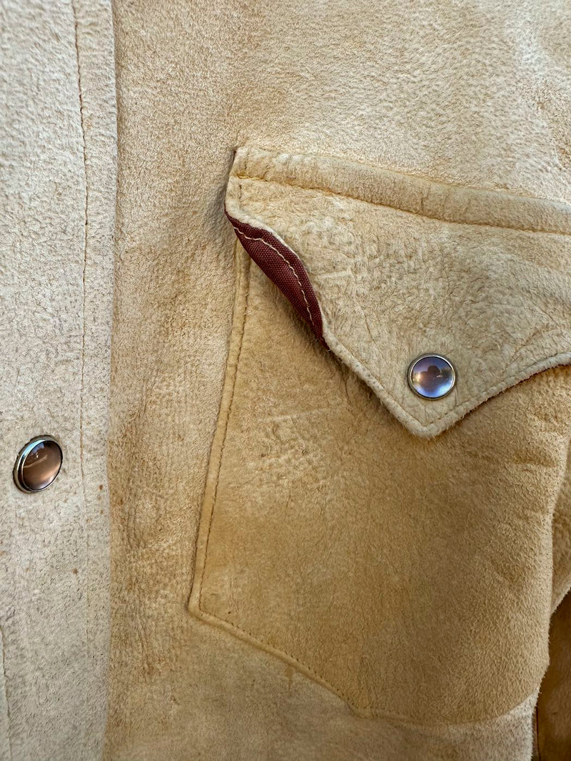 1940's - 1950's Suede Western Shirt with Smoky Button Snaps - as is