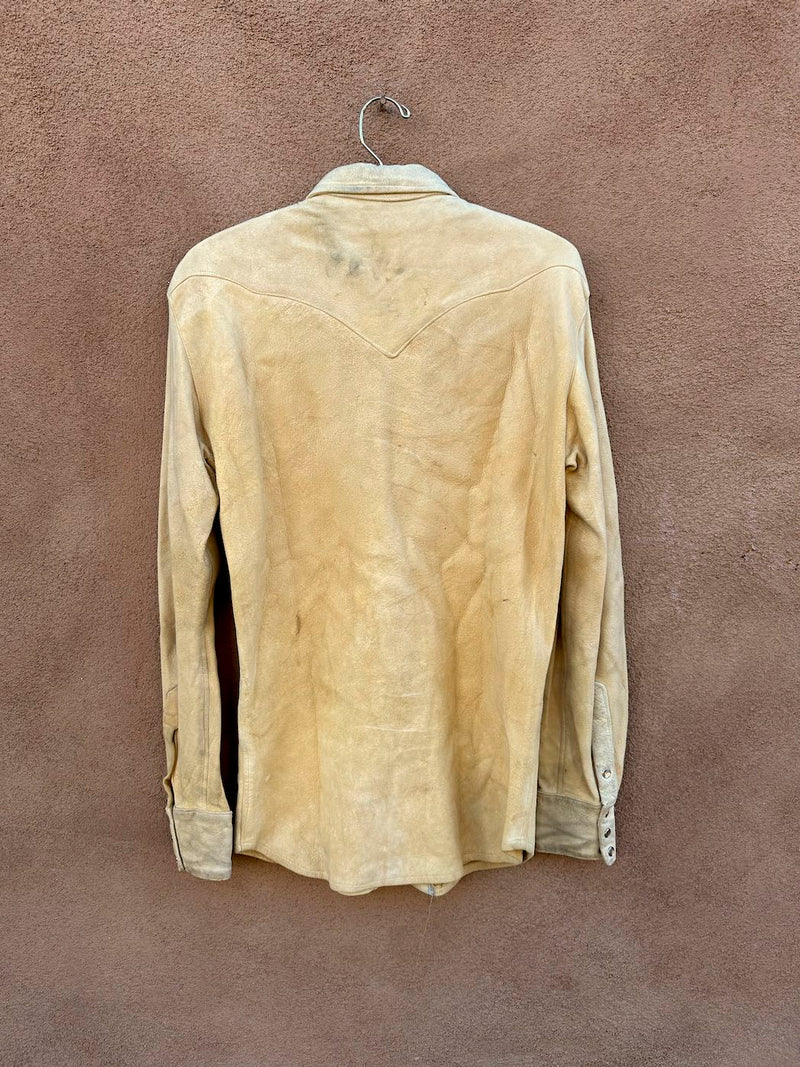 1940's - 1950's Suede Western Shirt with Smoky Button Snaps - as is