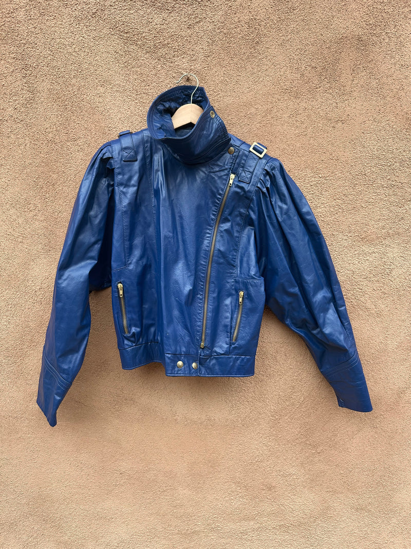 80's Blue Comint Amazing Leather Jacket