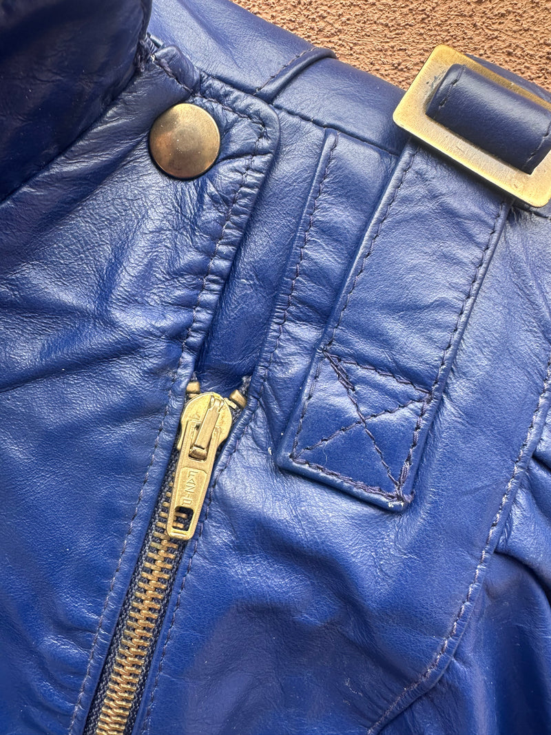 80's Blue Comint Amazing Leather Jacket