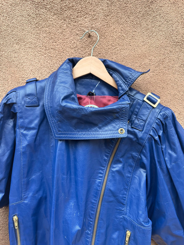 80's Blue Comint Amazing Leather Jacket