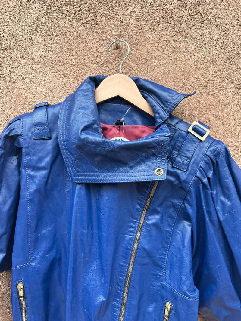 80's Blue Comint Amazing Leather Jacket