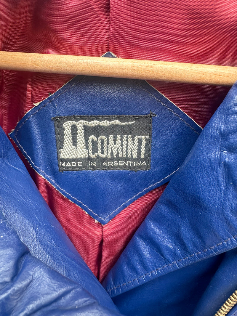 80's Blue Comint Amazing Leather Jacket