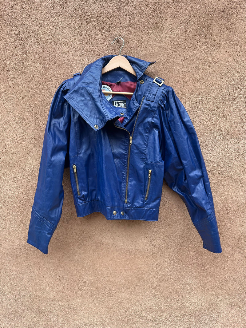 80's Blue Comint Amazing Leather Jacket