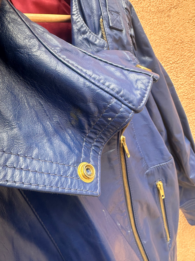 80's Blue Comint Amazing Leather Jacket