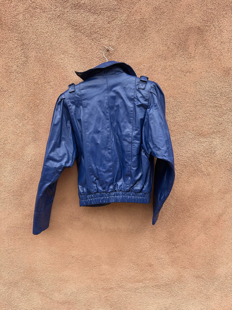 80's Blue Comint Amazing Leather Jacket