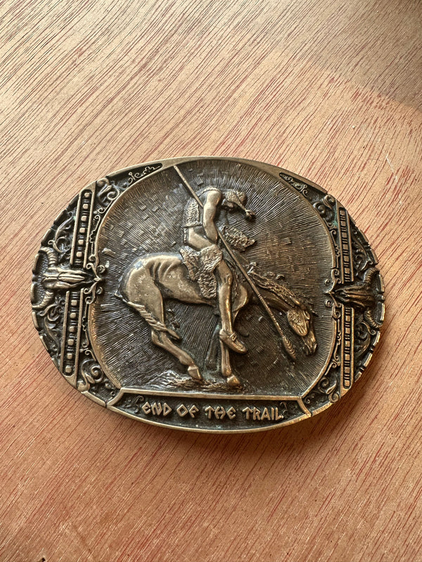 Brass "End of the Road" Belt Buckle