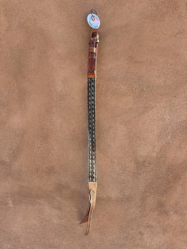 Hand Tooled Leather and Braided Horsehair Belt