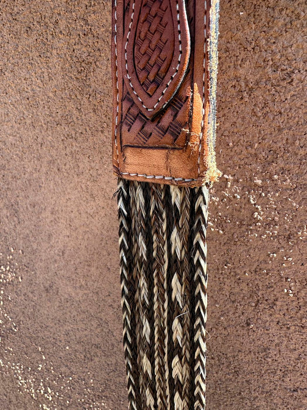 Hand Tooled Leather and Braided Horsehair Belt