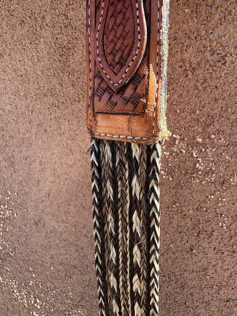 Hand Tooled Leather and Braided Horsehair Belt