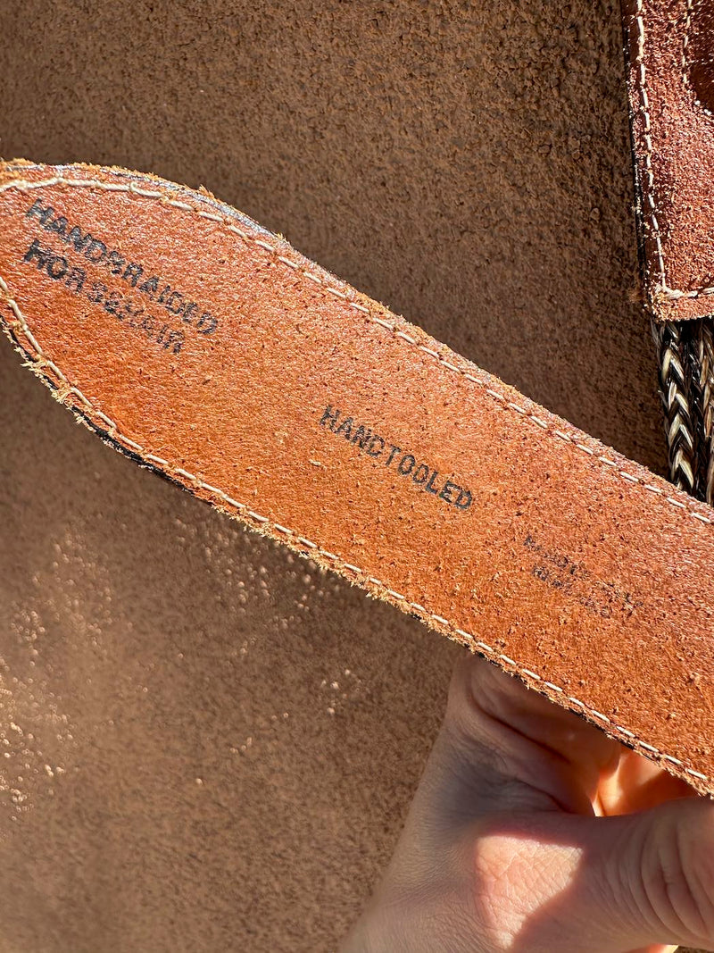 Hand Tooled Leather and Braided Horsehair Belt