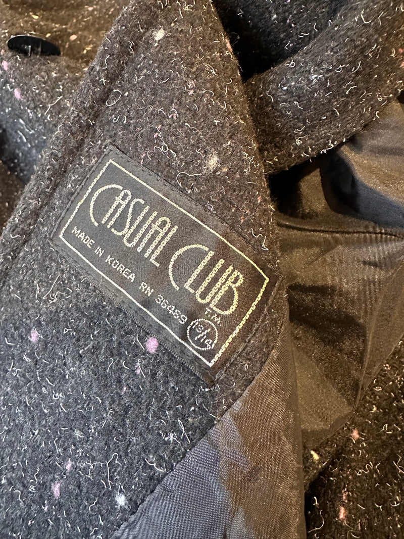 Wool Blend Black and Pink Fleck Coat by Casual Club