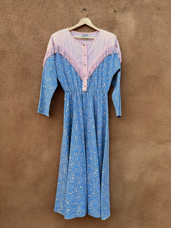 Pink & Blue Paisley Bandana Cowgirl Dress by Circle T