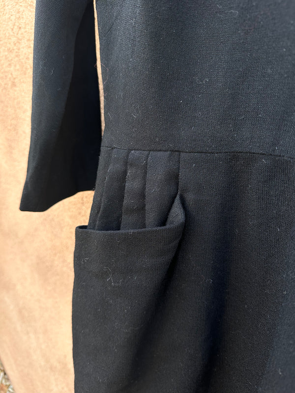 Black Wool Dress with Pockets