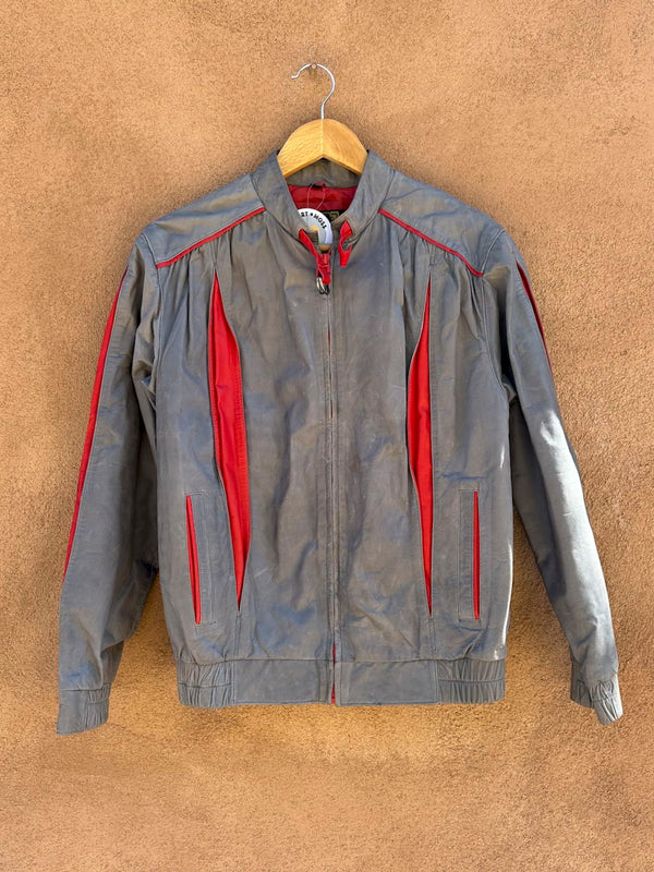 Gray ad Red Leather 1980's Pioneer Wear Jacket - as is