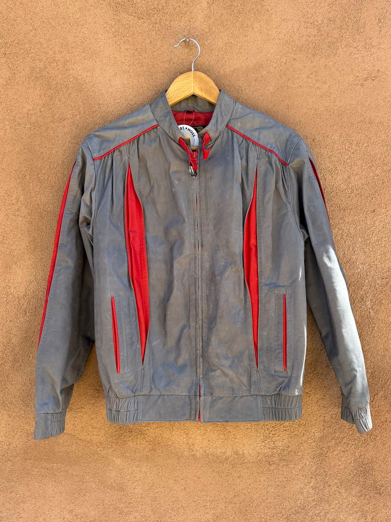 Gray ad Red Leather 1980's Pioneer Wear Jacket - as is