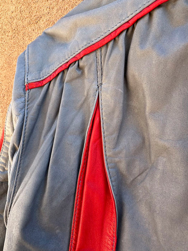 Gray ad Red Leather 1980's Pioneer Wear Jacket - as is