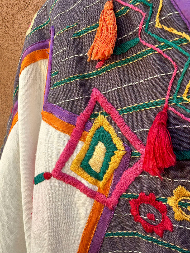 1960's Gonzalo Bauer Embroidered Mexican Folk Dress - Cotton