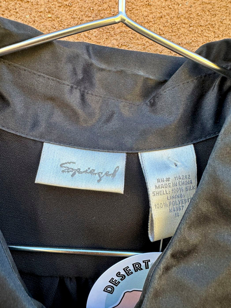 90's Sheer Black Silk Dress, 16, Lined