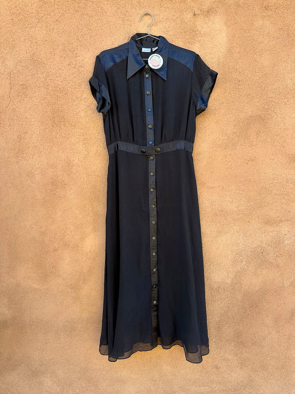 90's Sheer Black Silk Dress, 16, Lined