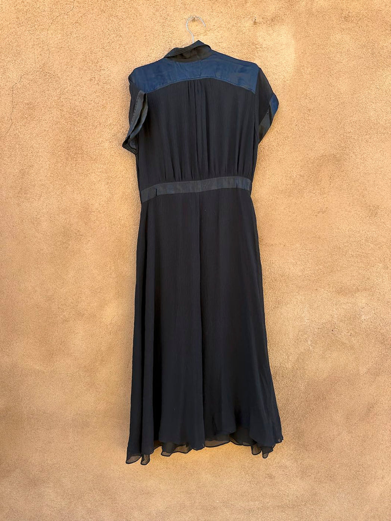 90's Sheer Black Silk Dress, 16, Lined