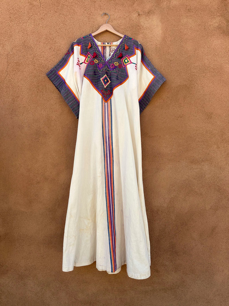 1960's Gonzalo Bauer Embroidered Mexican Folk Dress - Cotton