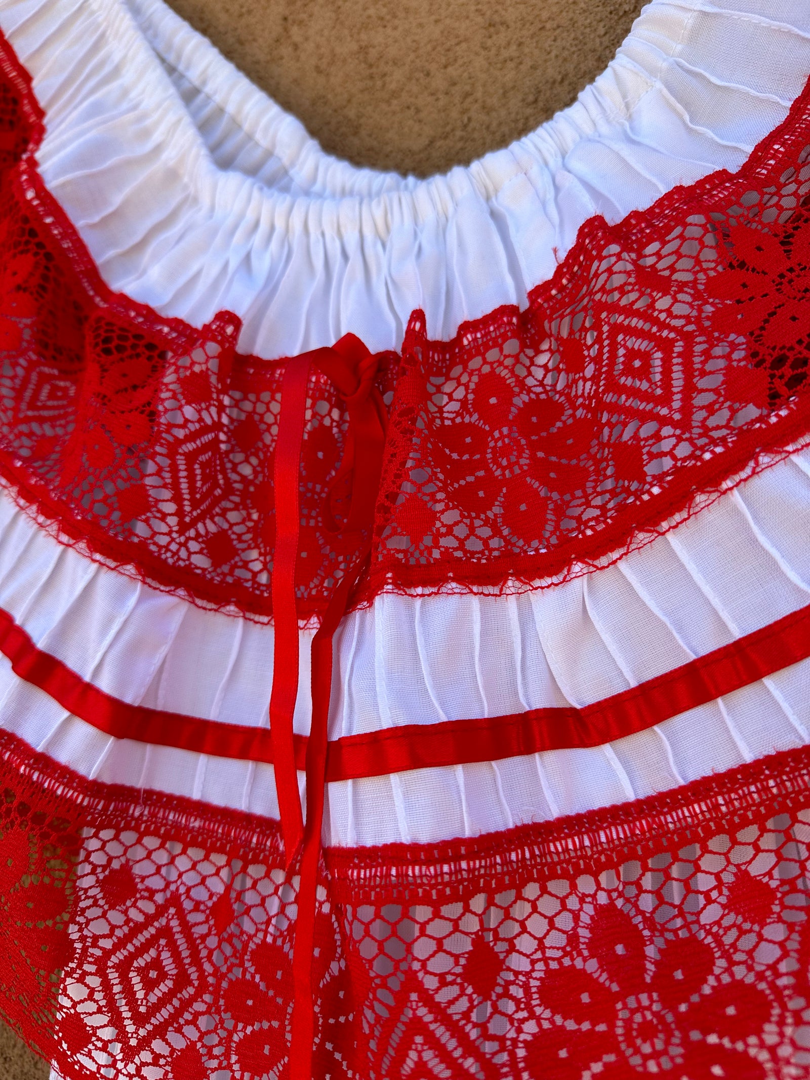 red and white mexican dress Embroidered Mexican Dress: Red, White & Green Floral Manta Cotton Raquells