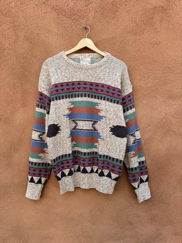 1980's Southwest Style Long Fog Sweater - Cotton