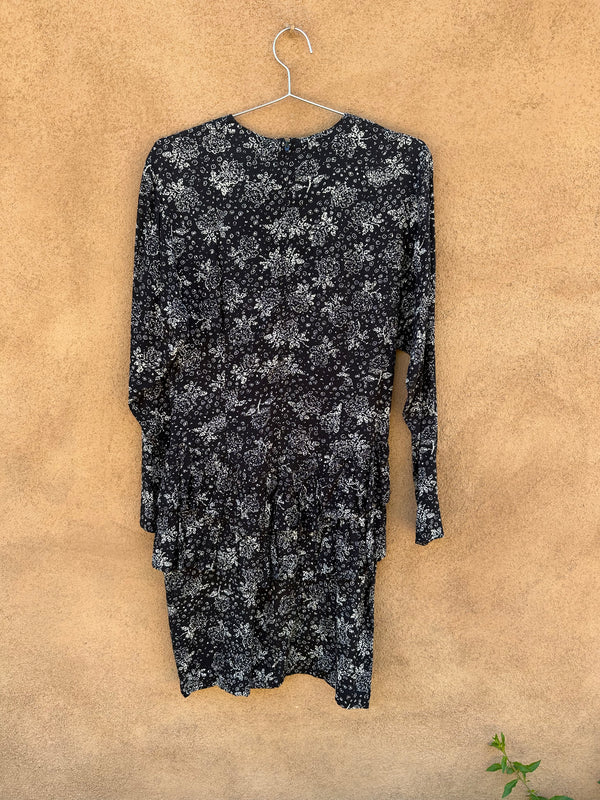 Black & Cream Long Sleeve Peplum Dress - Carol Anderson
