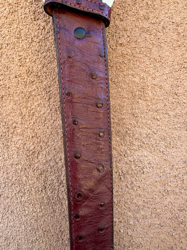 Maroon Ostrich Brazos Joe Belt, 38