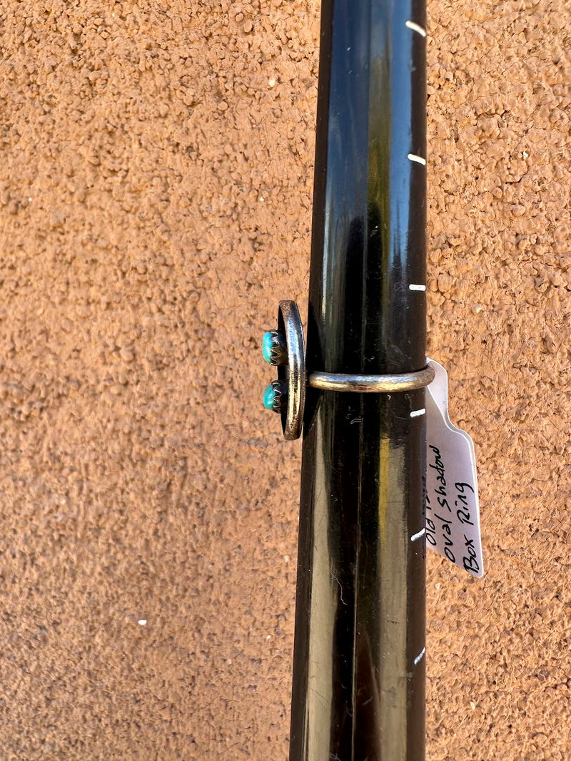 Old Pawn Oval Shaped Sleeping Beauty Turquoise Shadow Box Ring