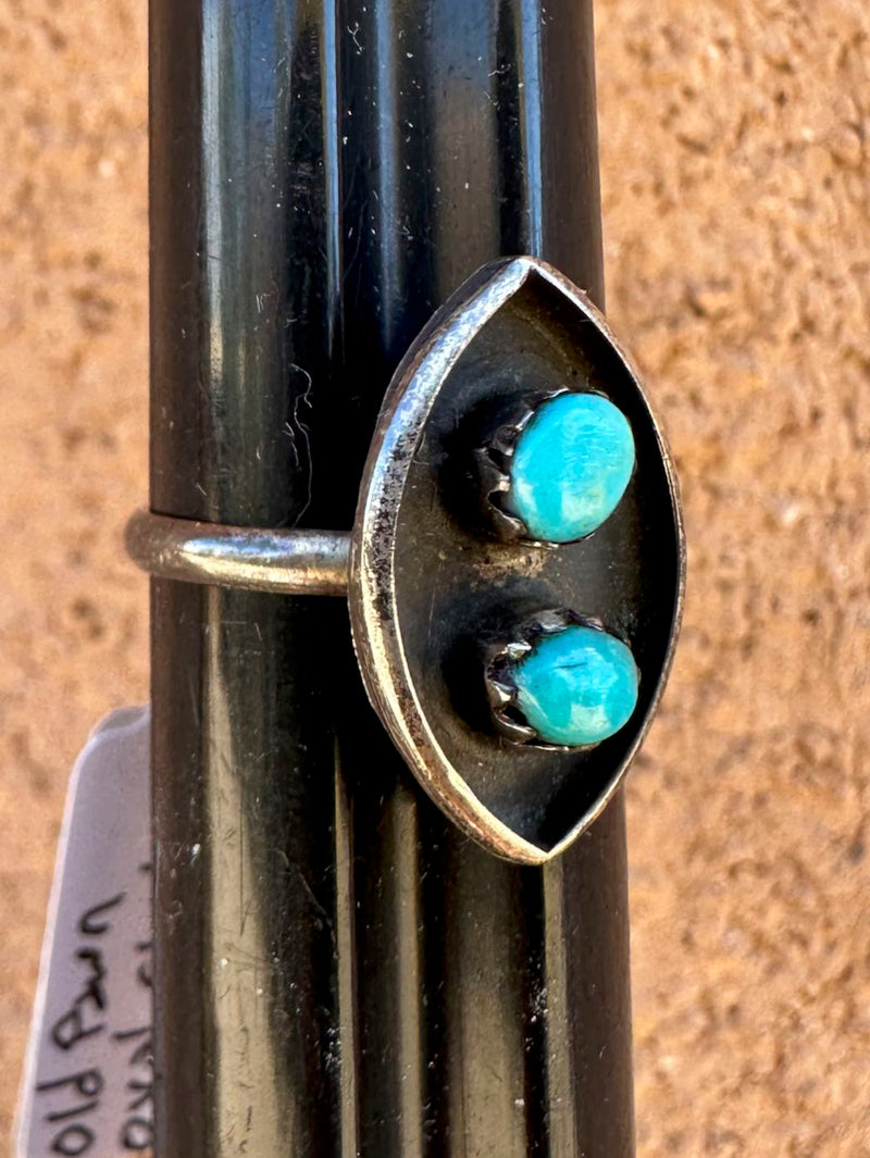 Old Pawn Oval Shaped Sleeping Beauty Turquoise Shadow Box Ring