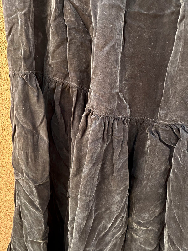 1980's Black Silk Western Maxi Skirt