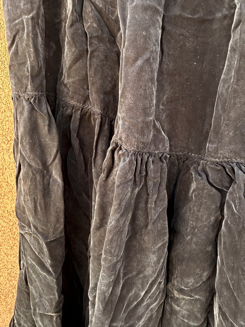 1980's Black Silk Western Maxi Skirt