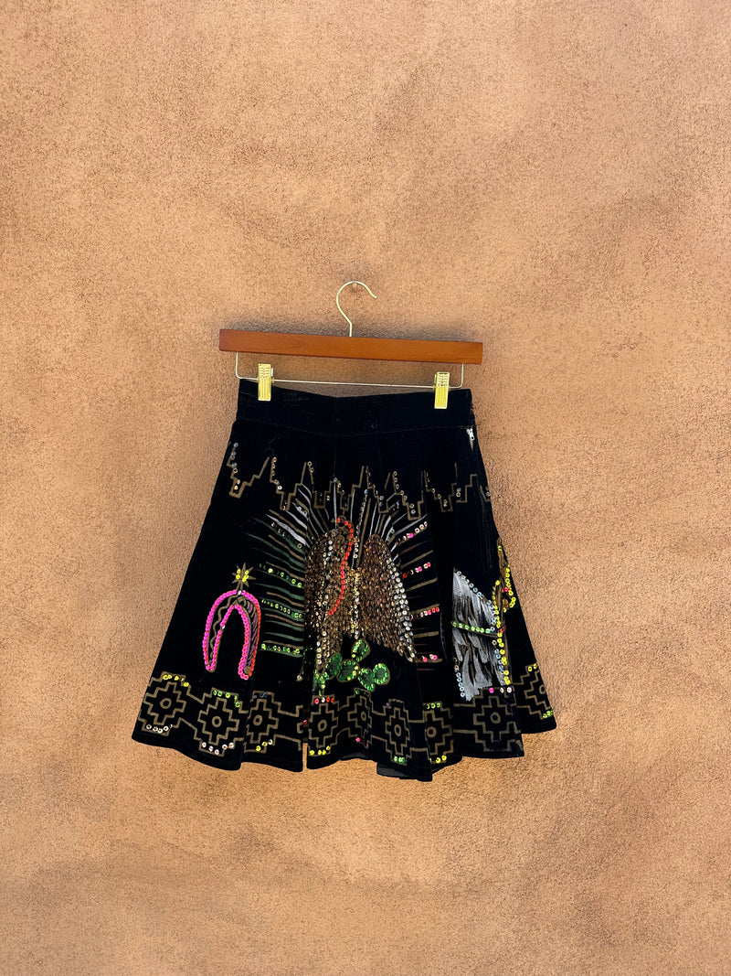 1950's Mexican Skirt with Gold Paint and Sequins on Velvet