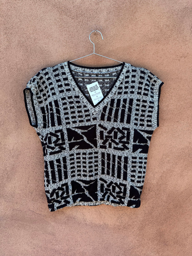 Black & Gray V-neck Sweater Vest