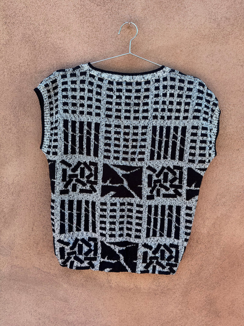 Black & Gray V-neck Sweater Vest