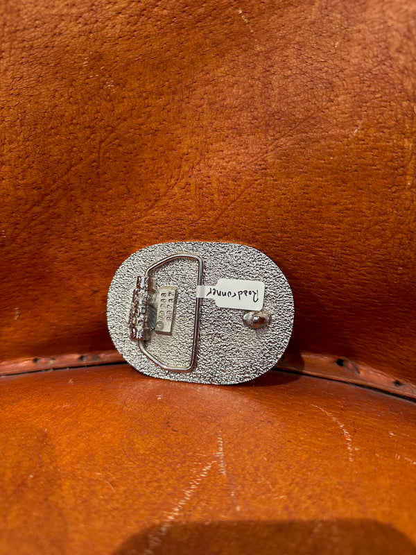 Silver Buckle with Turquoise Glitter Roadrunner