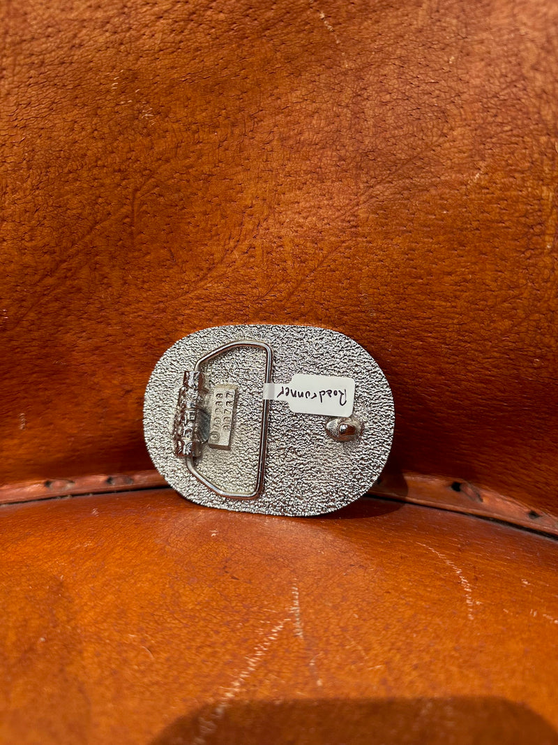 Silver Buckle with Turquoise Glitter Roadrunner
