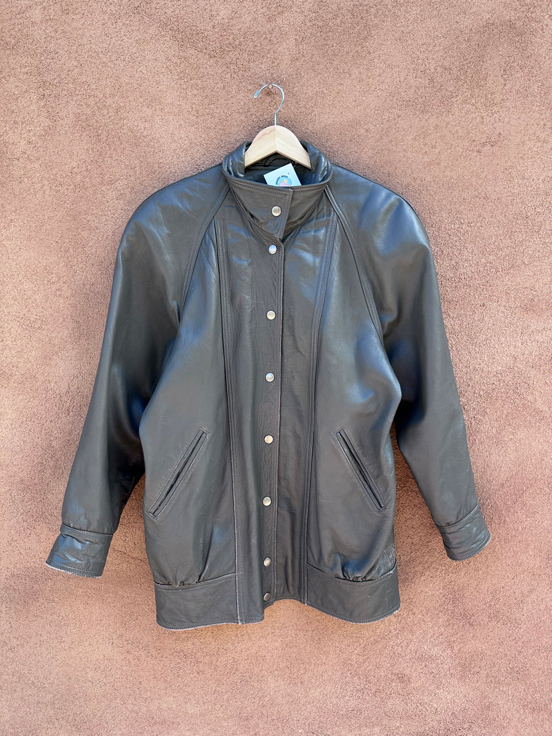 Gray Golden Bear Leather Jacket