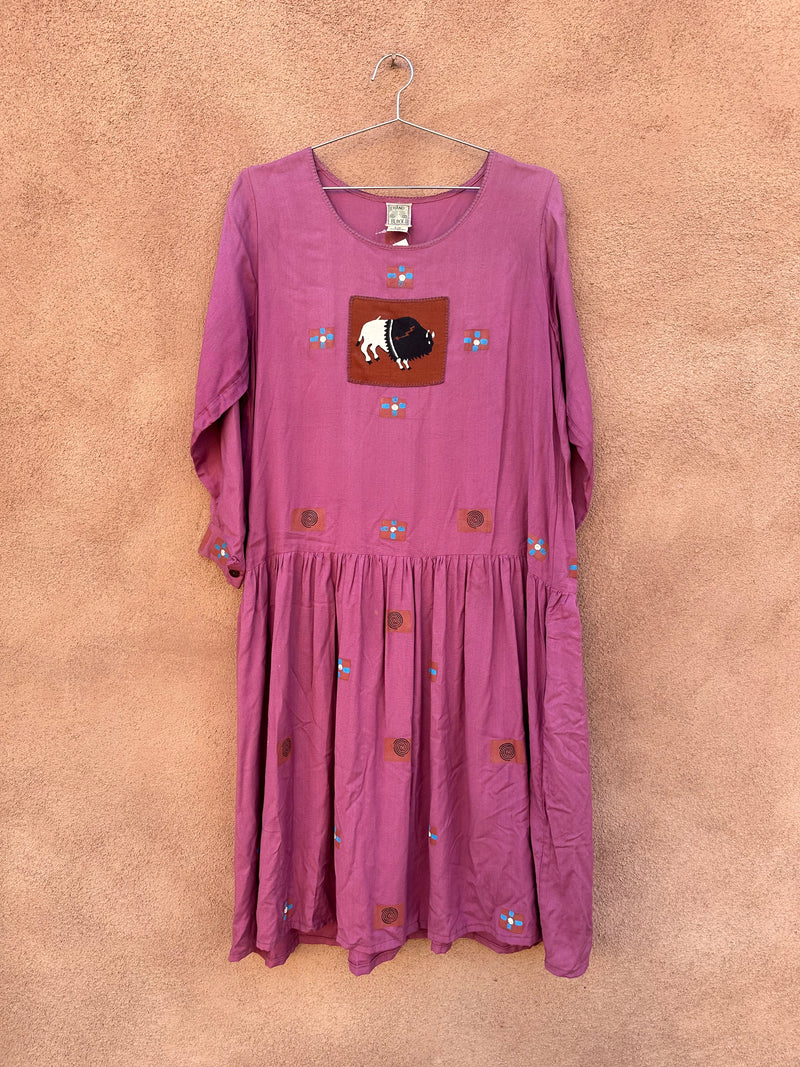 Hand Block Rayon Bison Dress
