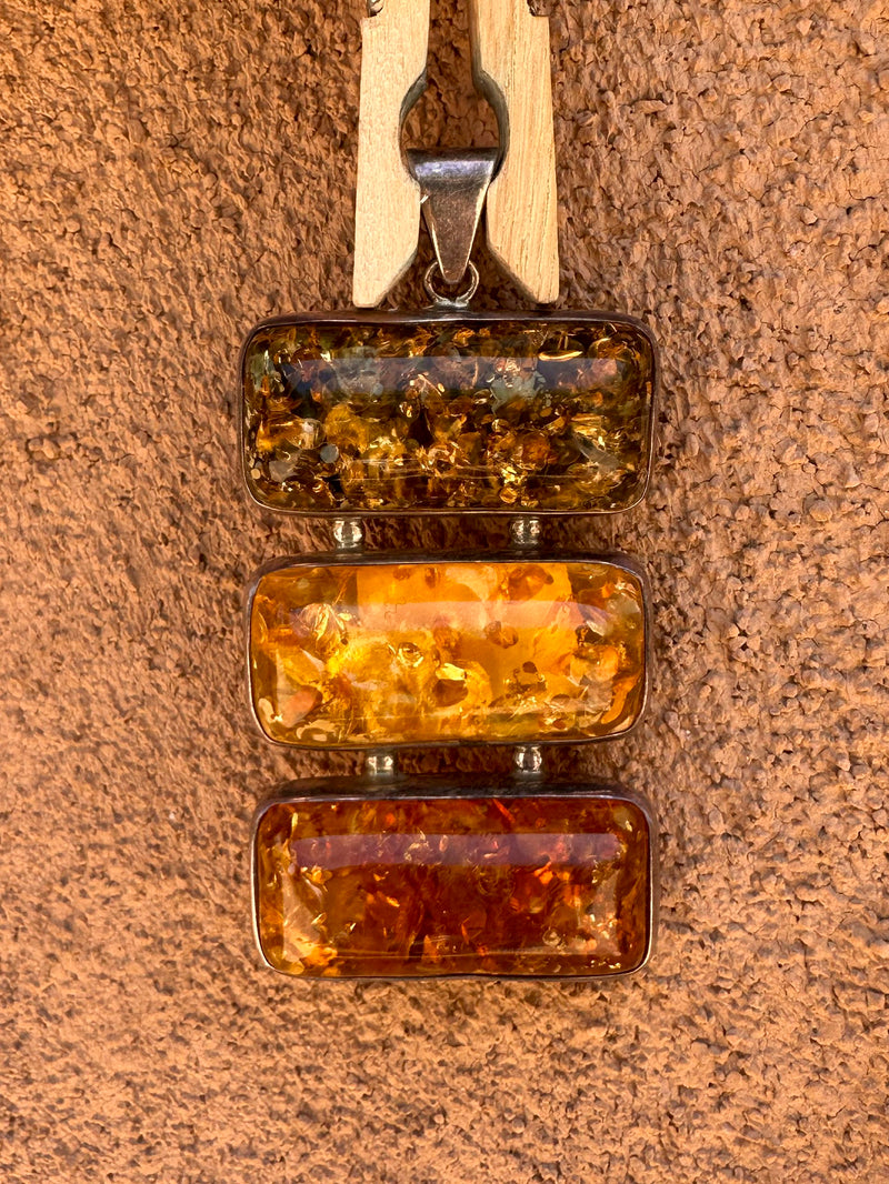 Amber & Sterling Pendant