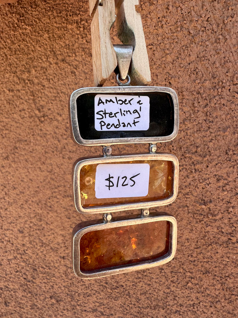 Amber & Sterling Pendant