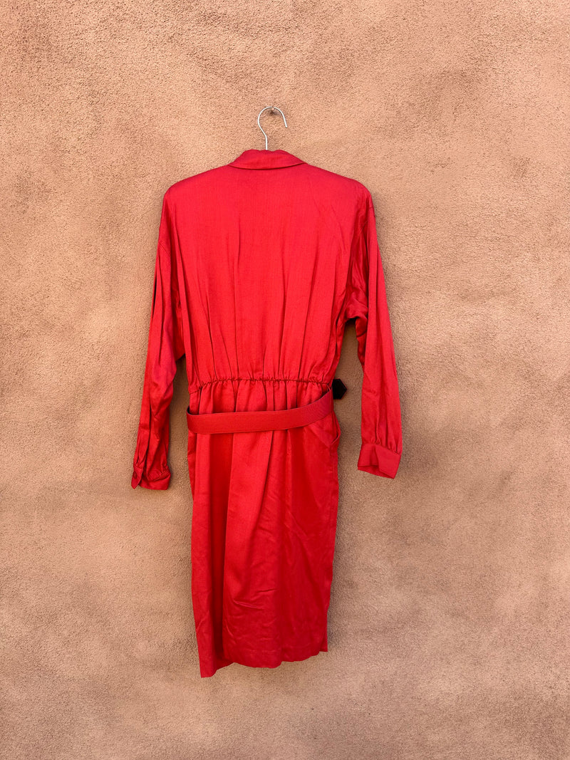 Red Belted 1980's Dress by Agenda