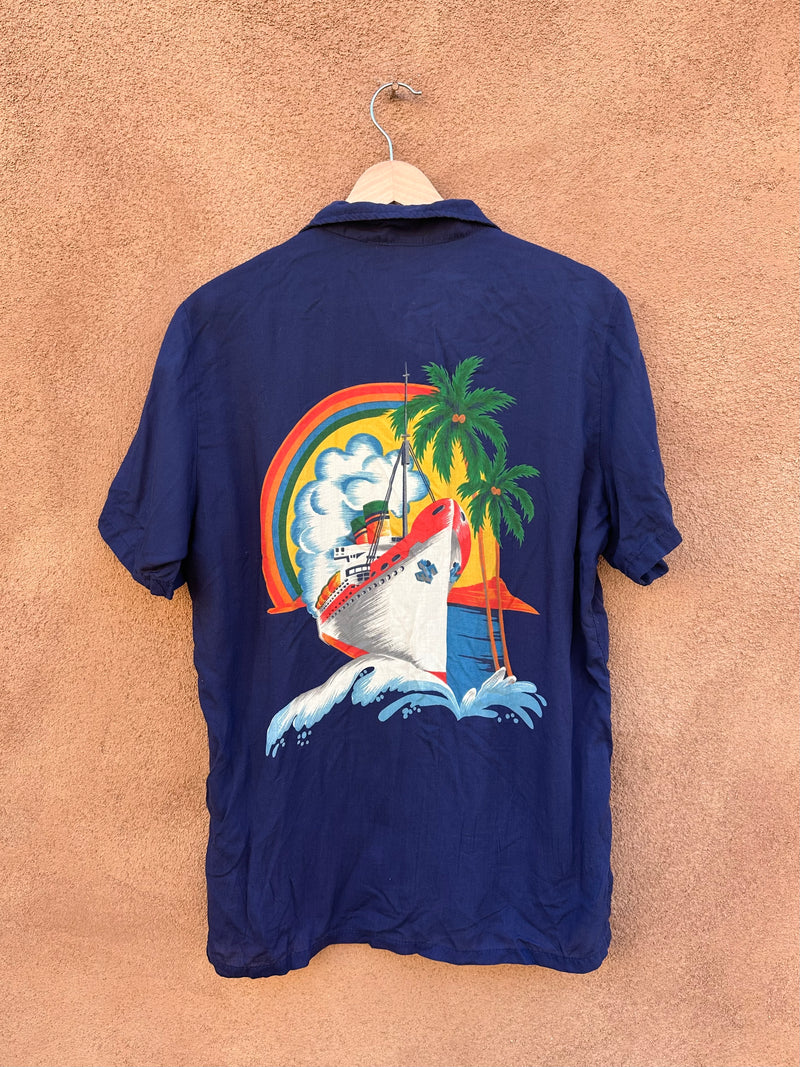 Rare 1980's Ocean Pacific Sunwear Cruise Ship Short Sleeve Shirt