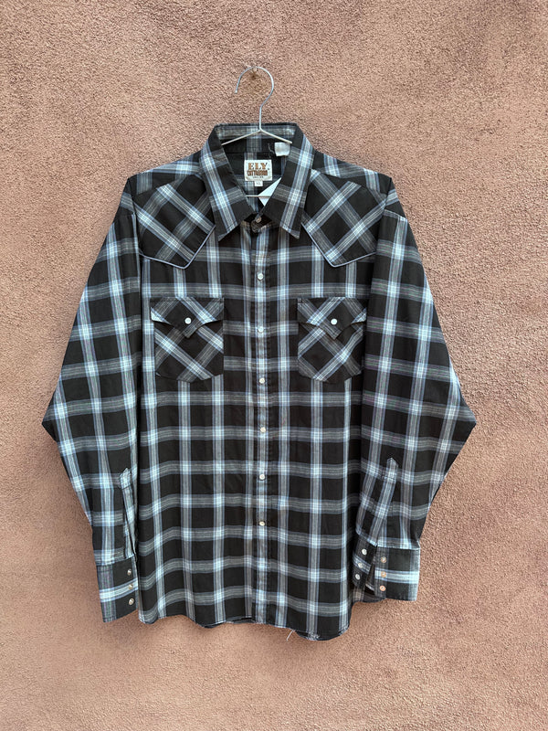 Ely Cattleman Black, Gray, Blue Plaid Western Shirt